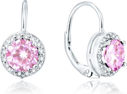 Beneto Silver earrings with pink crystals AGUC1159 (L)