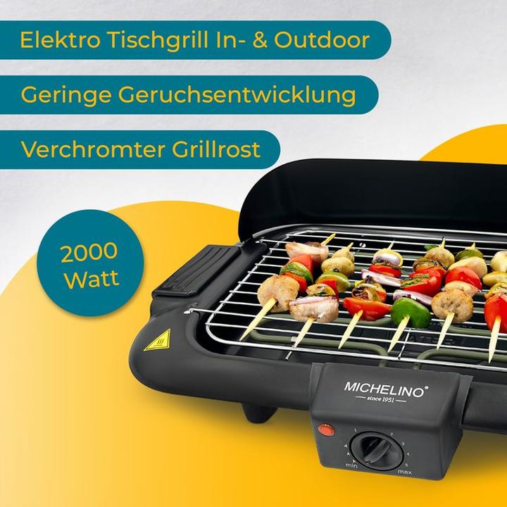 Image du produit Michelino Gril de table Gril électrique Gril BBQ Plaque de cuisson Gril de table (2 kW)