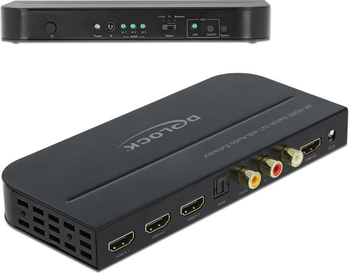 Produktbild Delock Umschalter 3 Port HDMI, inkl. Audio Extraktor HDMI