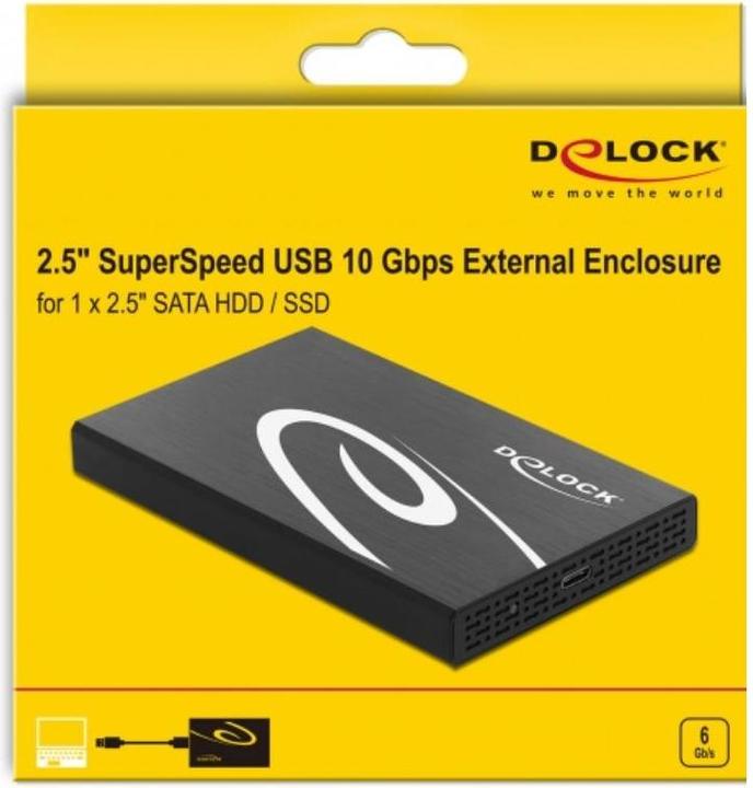 Productafbeelding Delock Externe behuizing voor 6,35 cm 2,5" SATA HDD/SSD met SuperSpeed USB 10 Gbps USB 3.1 Gen 2 (2.5")