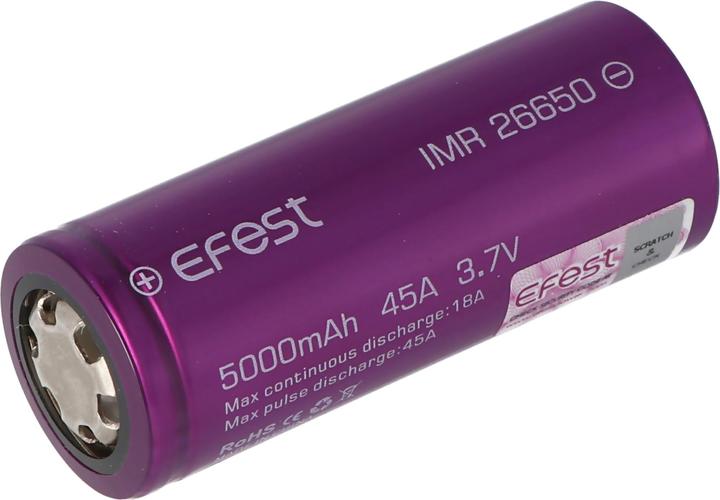 Image du produit Efest Batterie rechargeable Purple IMR26650, non protégée (1 pcs, 26650, 5000 mAh)