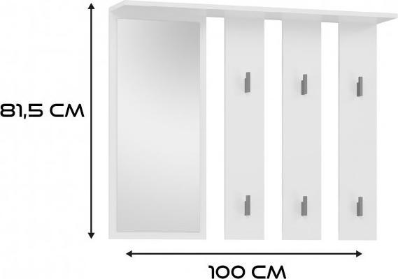 Actual product image Topeshop Hanger + Mirror PARMA 100x15x.81 5 cm White (1 x)