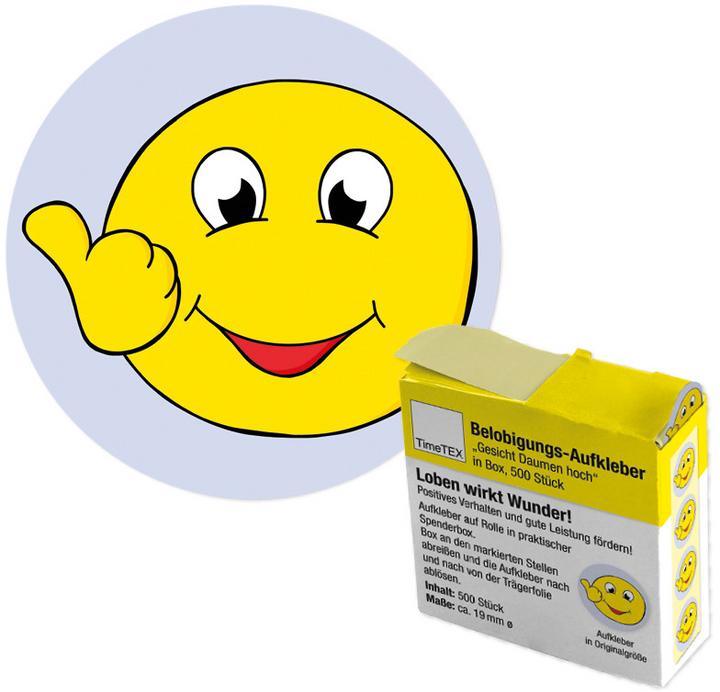 Produktbild TimeTEX TIME TEX Belobigungs-Aufkleber 62215 Gesicht Daumen hoch 500 Stück
