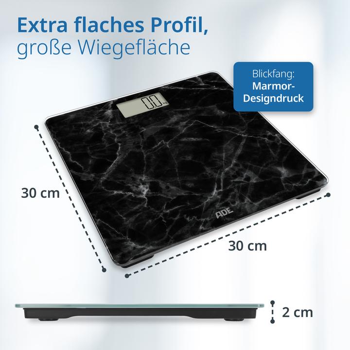 Image du produit ADE Personenwaage Amina Marmor Schwarz, Displaytyp: Digital (180 kg)