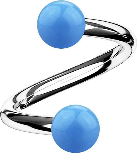 Immagine prodotto Star Piercing Micro spirale argento con due sfere blu chiaro (senza ottone, Acciaio chirurgico 316L, Acrilico)