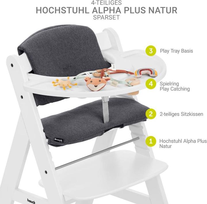 Produktbild Hauck Hochstuhl Alpha Plus White im Sparset - inkl. Sitzkissen Hochstühle (Hochstuhl Sitzerhöhung)