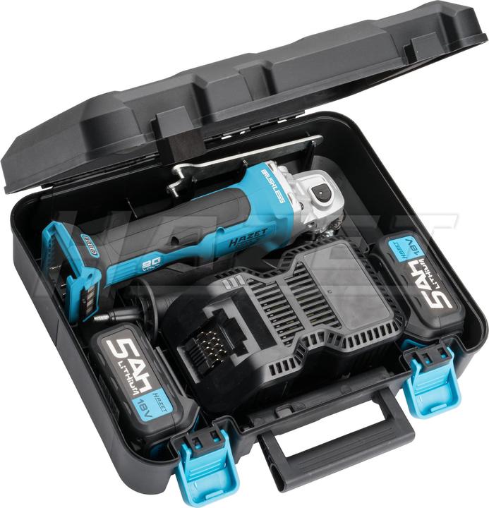 Actual product image HAZET Cordless right-angle grinder set ∙ 3 pieces 9233-7 ∙ Number of tools: 3 (125 mm)