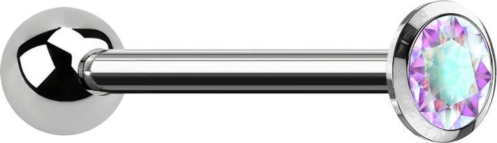 Star Piercing Barbell Innengewinde silber mit Kugel und Kristall multicolor (ohne Messing, Titan G23)