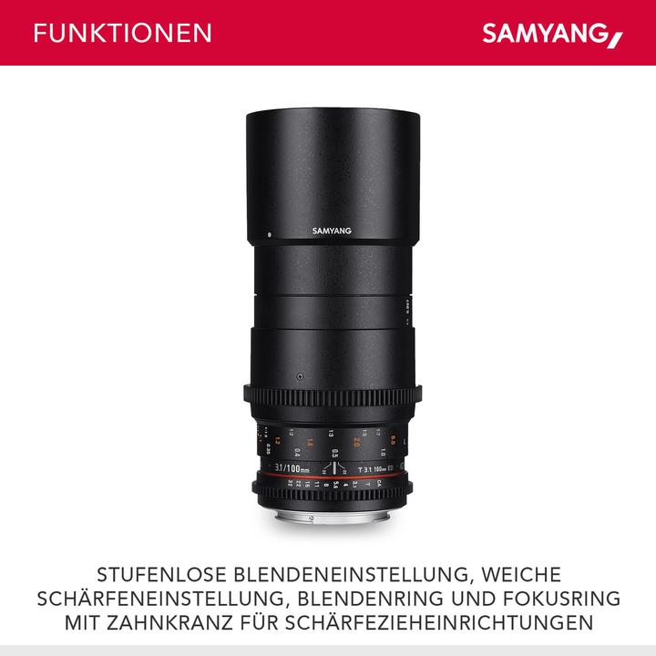 Actual product image Samyang 100mm T3.1 Sony E-Mount (Sony E, full size)