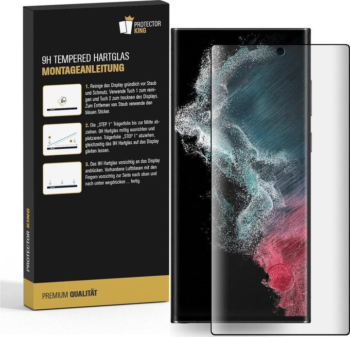 Produktbild Protectorking 3x echtes Tempered 9H Panzerhartglas 3D KLAR (3 Stück, Samsung Galaxy S22 Ultra)
