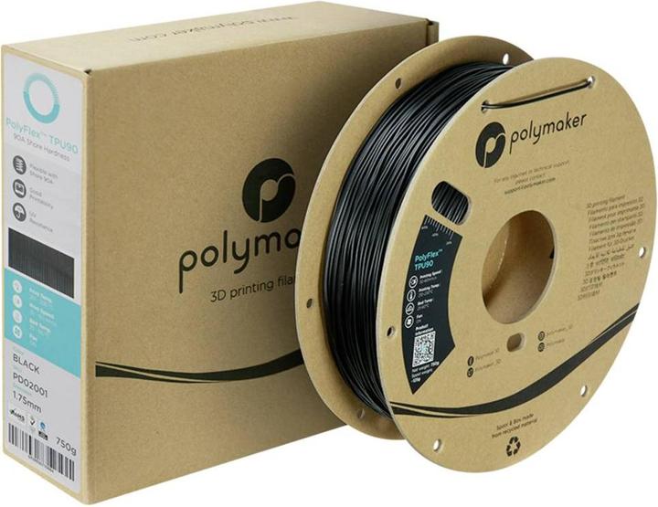 Actual product image Polymaker PolyFlex TPU-90A Black-1.75mm-750g (TPU, 1.75 mm, 750 g, Black)