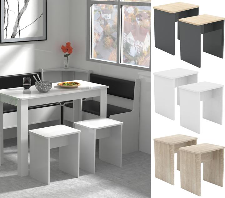Actual product image VCM Set of 2 Wooden Stool Cube Footrest Side Table Esal