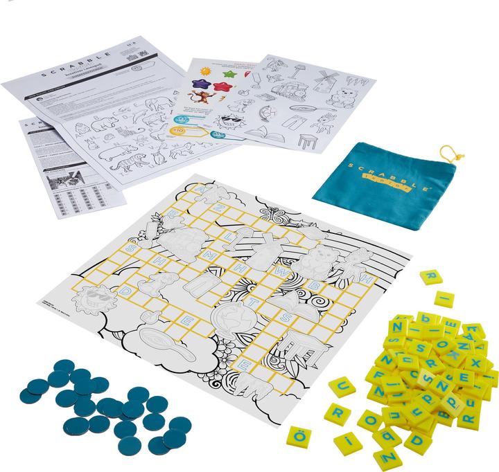 Actual product image Mattel Games Scrabble Junior creative learning fun (D) (Turkish, Greek, Portuguese, Swedish, English, Danish, French, Russian, Norwegian)