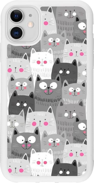 Actual product image PhoneLook Coque silicone rigide blanc chats gris troupeau (Apple iPhone 11)