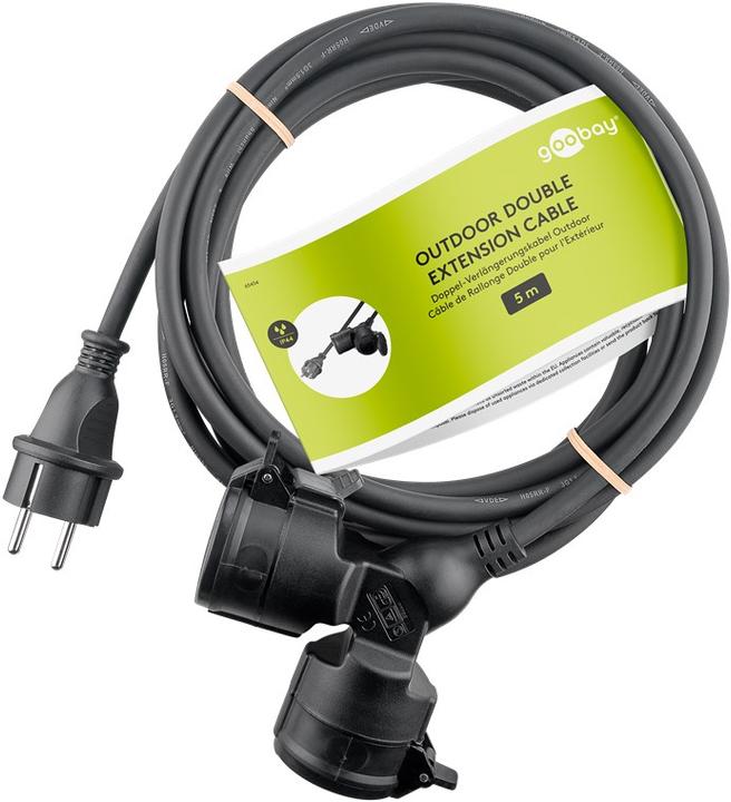 Actual product image Goobay Doppel-Verlängerungskabel Outdoor (5 m, CEE 7/7)