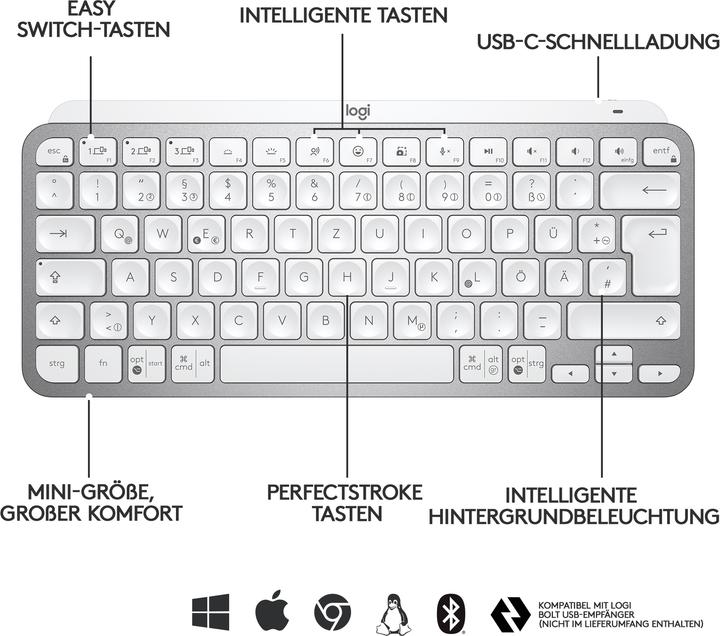 Actual product image Logitech MX Keys Mini (DE, Wireless)