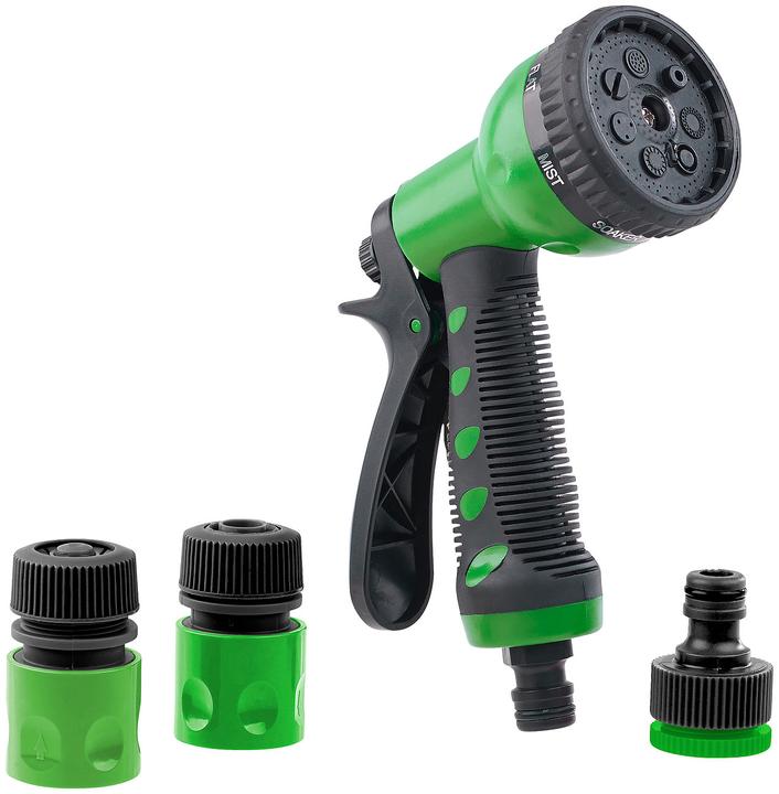 Royal Gardineer Gartenschlauch-Brausen-Set mit 9 Strahl-Einstellungen und 3 Adaptern