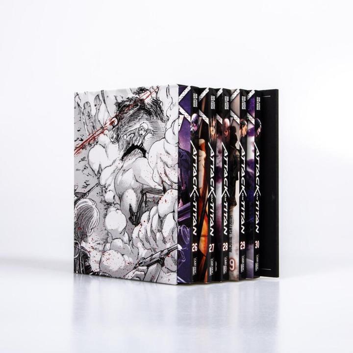 Produktbild Attack on Titan, Bände 26-30 im Sammelschuber mit Extra (Deutsch, Hajime Isayama, 2020)