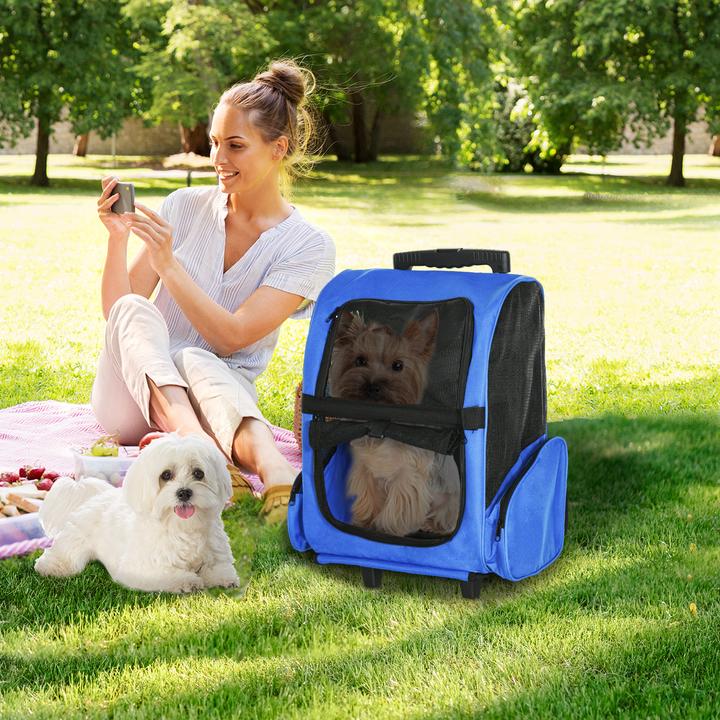 Produktbild PawHut 2 in 1 Hundetasche als Trolley oder Rucksack verwendbar (Hund, Atmungsaktiv)