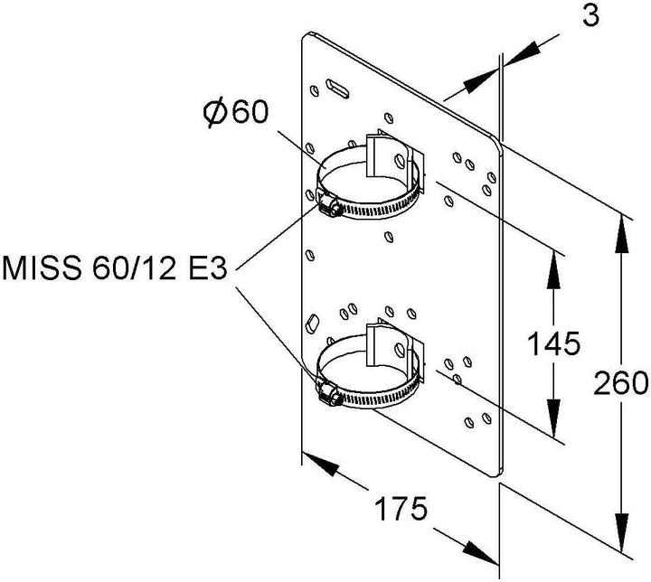 Actual product image Niedax NIE MIMPA 60/260 E3 mounting plate H=260 mm D=60 mm stainless steel