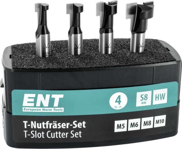 ENT European Norm Tools ENT milling cutter cassette HW 4-piece in plastic box