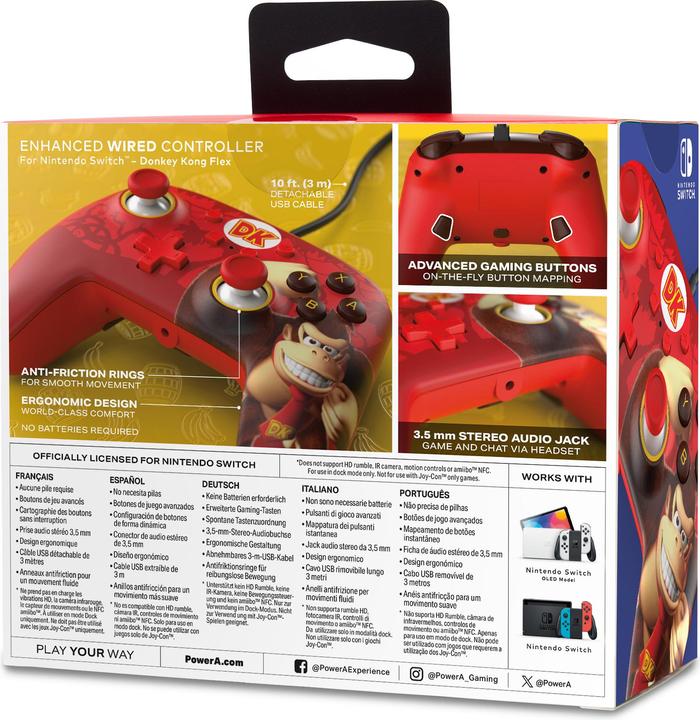 Produktbild PowerA Switch Controller Enhanced wired Donkey Kong Flex (Switch, Switch OLED)
