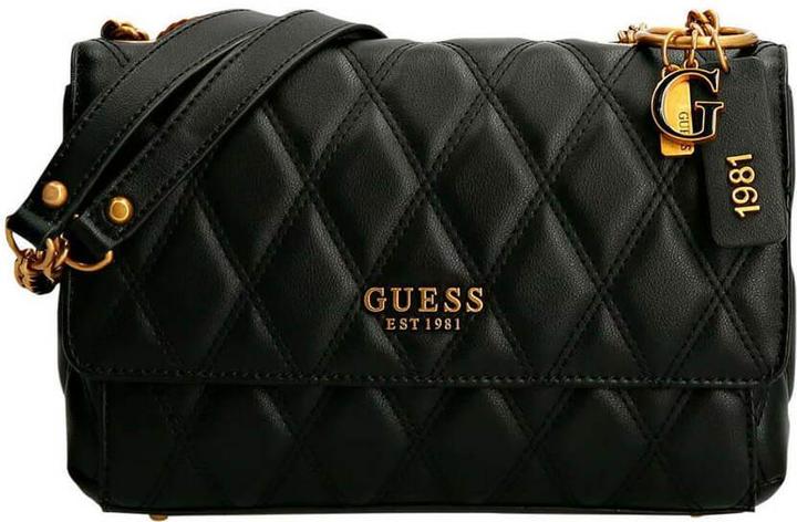 Actual product image Guess Triana, Textile Crossbody Bag, Black, HWQS8553210BLA, 26 x 16 x 9 cm