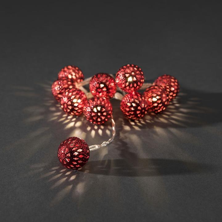 Image du produit Konstsmide Guirlande lumineuse décorative LED, petites boules métalliques rouges (1.20 m)