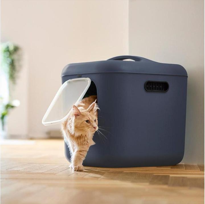 Actual product image Rotho Katzentoilette Bea XL Navyblau, Stromversorgung: Keine (Cat litter box closed)