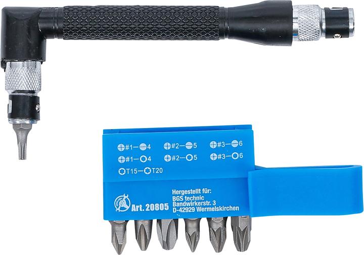 Immagine prodotto BGS Cacciavite ad angolo con 7 inserti a doppia punta attacco esagono esterno 6,3 mm (1/4") 8 pz. (6,3 mm)