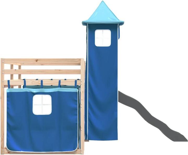 Produktbild VidaXL Etagenbett mit Rutsche und Gardinen (90 x 200 cm)