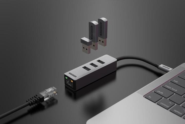 Immagine prodotto Sitecom AD-1008 Hub USB-C a Ether +3x (USB-C, 4 Porti)