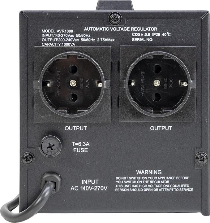 Actual product image PNI Voltage stabiliser with relay AVR M1000VA, 2.7A, 600W, 1000VA (1000 VA, 600 W, Online double converter UPS)