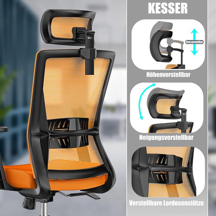 Image du produit Kesser Ergonomischer Bürostuhl mit Wippfunktion und Lendenstütze