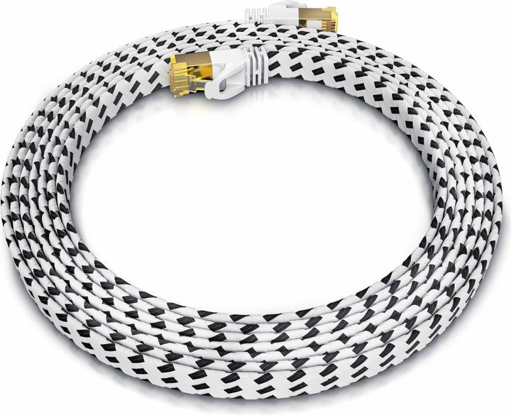 Produktbild Primewire CAT 7 Netzwerkkabel Flach Baumwollmantel - LAN Patchkabel Datenkabel - Flachbandkabel - Verlegekabel (U/FTP, CAT7, 3 m)