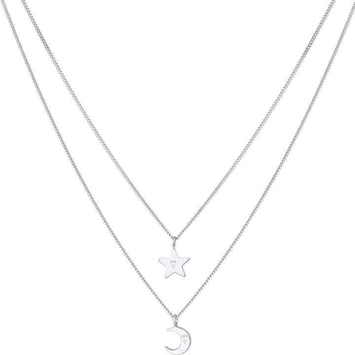 Produktbild Elli Halskette Kids Layer Kristall Stern Halbmond 925 Silber (Glaskristall, 925er Sterling Silber, 36 cm)