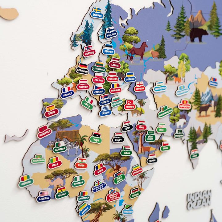 Actual product image Enjoy The Wood 2D children's wooden world map - wall decoration (150 x 90 cm)