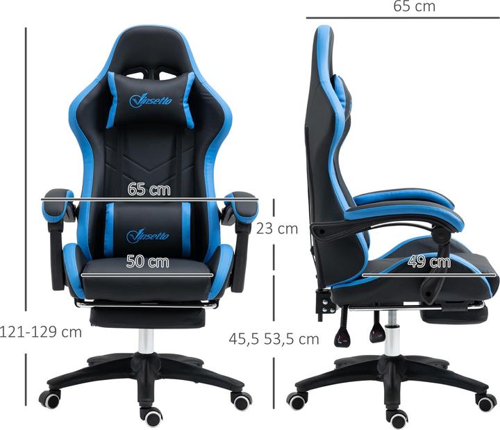 Actual product image Outsunny Gaming chair Office chair with lumbar cushion, headrest, with footrest