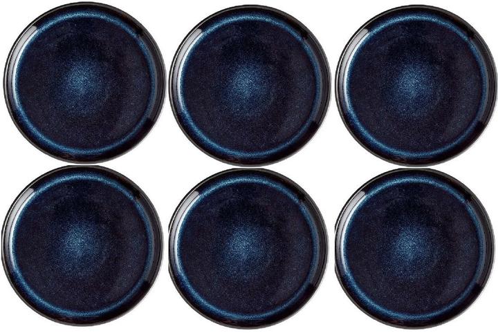 Bitz Assiettes à déjeuner et à dessert 6 pièces, bleu foncé/noir (1 x, 17 cm)