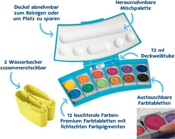 Image du produit Pelikan Encrier opaque ProColor 735, 12 couleurs, tris/jaune (Turquoise, Jaune fluo, 12 ml)