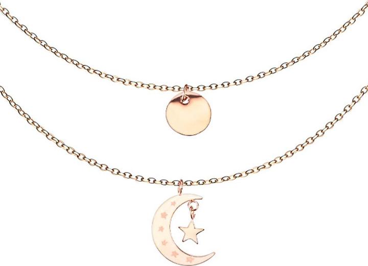 Immagine prodotto Star Piercing Ciondolo a catena in oro rosa con luna crescente e placca (senza ottone, Acciaio chirurgico 316L)