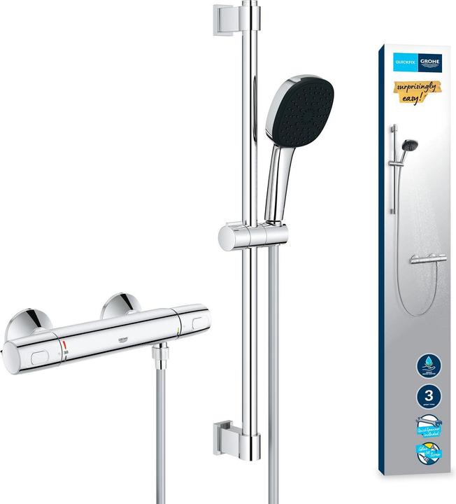Produktbild Grohe Precision Trend QuickFix Thermostat-Duscharmatur und Vitalio Comfort 110 Brausestangenset, Länge 600