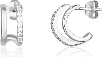 Produktbild JVD - Charming silver hoop earrings with zircons SVLE1623X61BI00