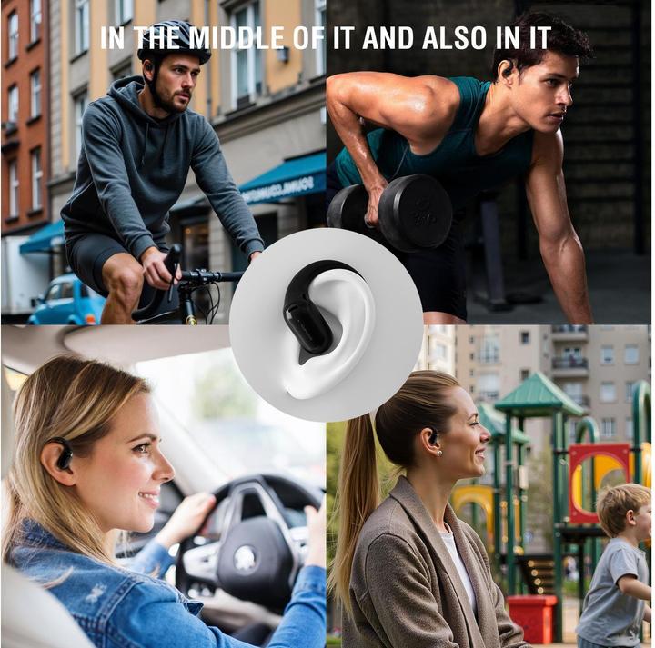 Productafbeelding 4smarts Open-Ear Bluetooth Kopfhörer SkyBuds AI Screen, Schwarz (28 h, Draadloze)