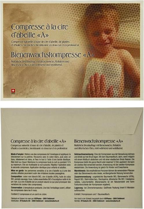Image du produit Hopisana Compresse de cire d'abeille Toux aiguë, 2 pièces (2 pièce(s))