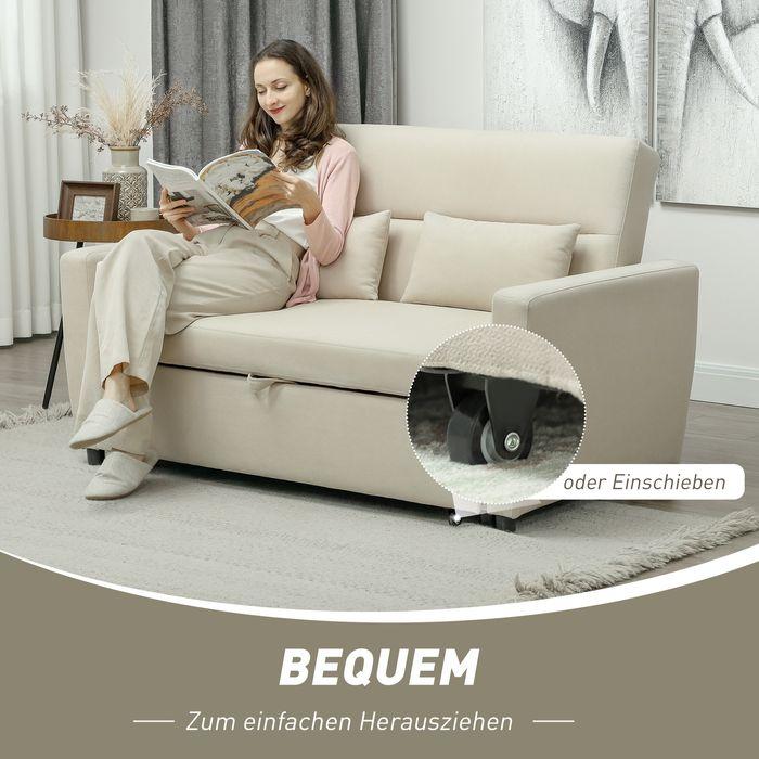 Produktbild Swisshandel24 Schlafsofa, 2-Sitzer Sofa mit Schlaffunktion, Verstellbare Rückenlehne, Beige