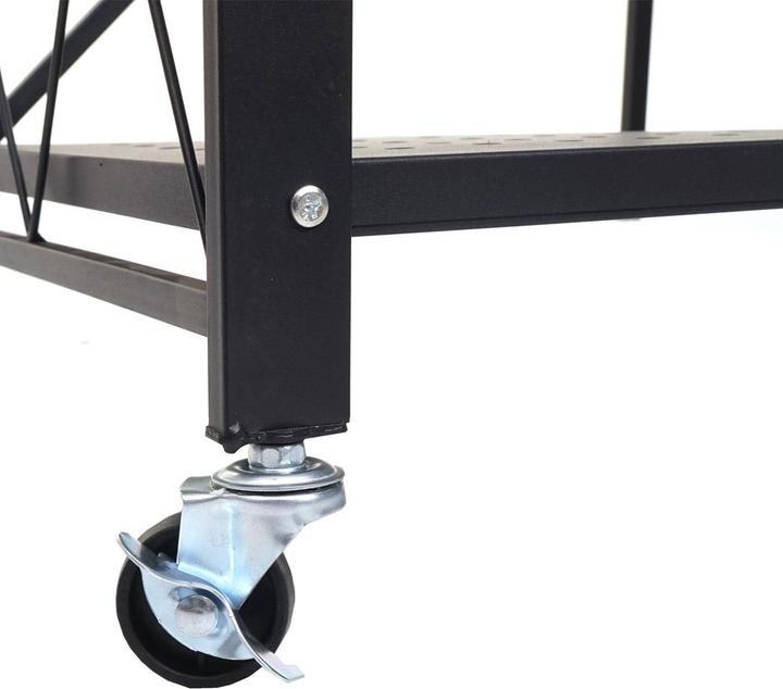 Immagine prodotto Swisshandel24 Scaffale HWC-J85, scaffale verticale per soggiorno, pieghevole/pieghevole in acciaio nero, 4 (126 x 71 x 36 cm)