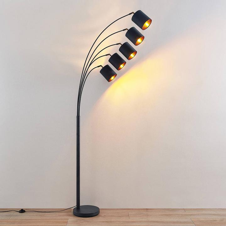 Image du produit Lindby Abiram Lampadaire, noir/or (E14)