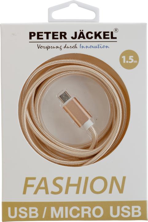 Produktbild Peter Jäckel FASHION 1,5m USB Data Cable Gold für Micro-USB mit Sync- und Ladefunktion (1.50 m)