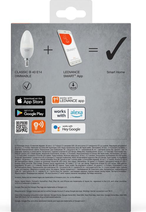 Image du produit Ledvance Smart+ Lecture (E14, 4.90 W, 470 lm, 3 x, F)